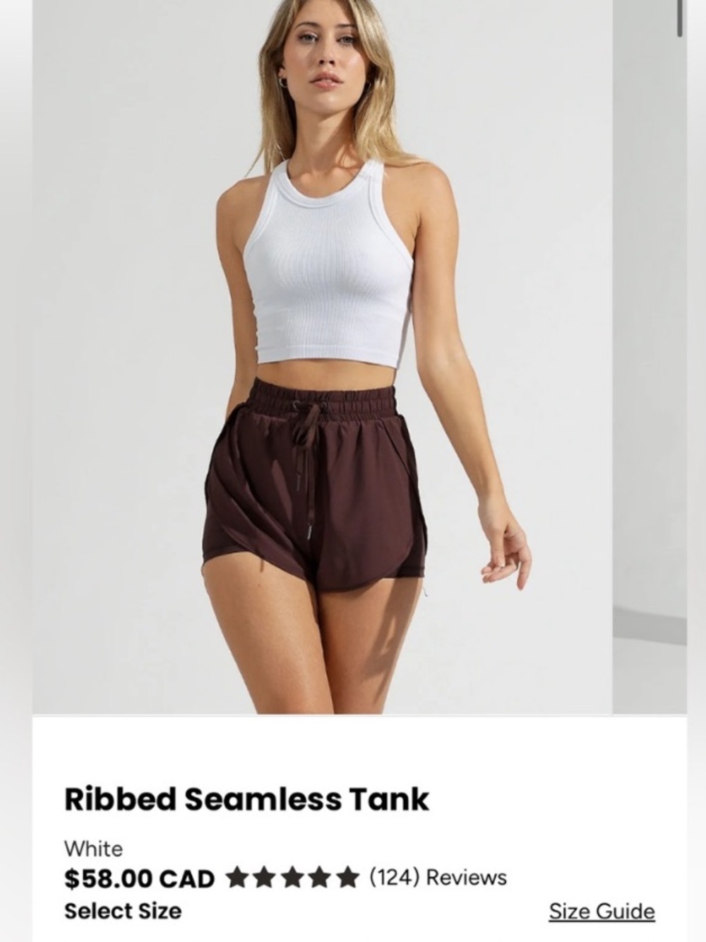 🆕 🏷️ BuffBunny White Ribbed Seamless Tank Top